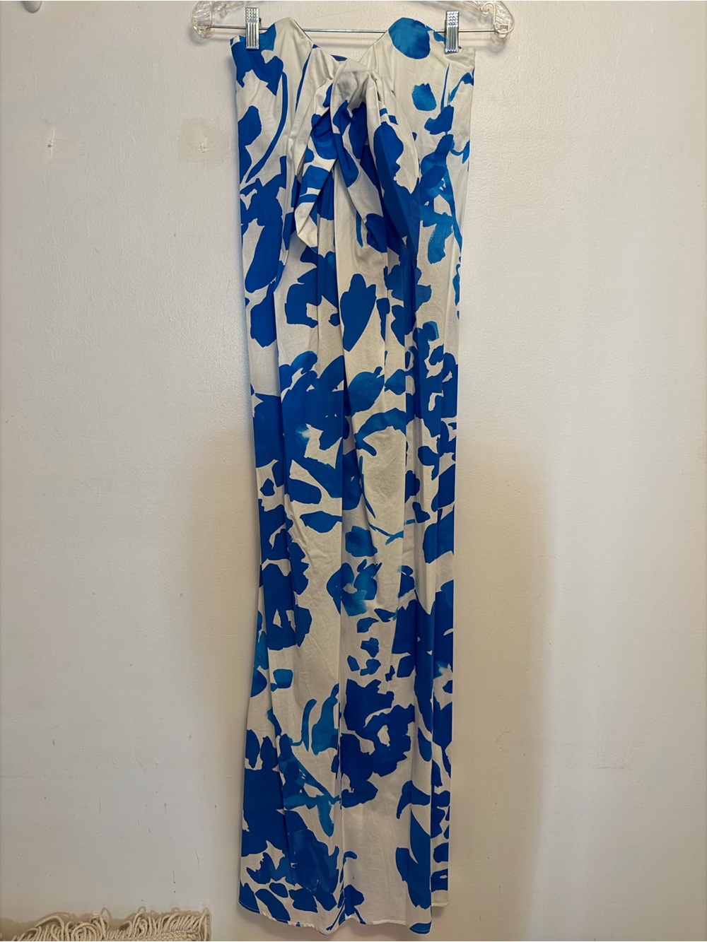 Caroline Constas White and Blue Floral Maxi Dress